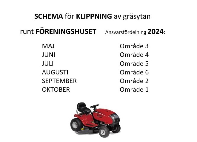 Klipp schema runt klubbstugan